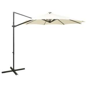 Beżowy parasol ogrodowy z LED-ami, 300 cm - Osłona przeciwsłoneczna