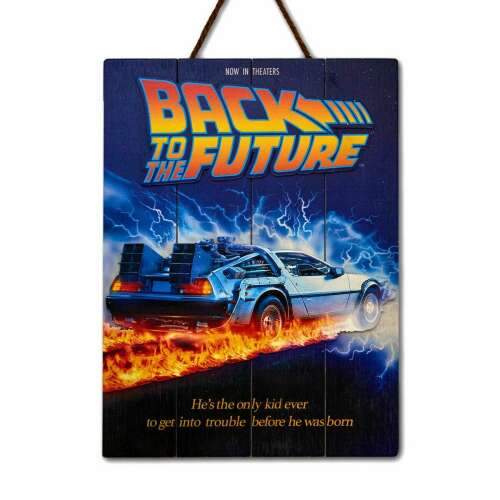 Vissza a jövőbe 3D fa plakát, a DeLorean időgépével, nagyszerű ajándék a film rajongóinak 