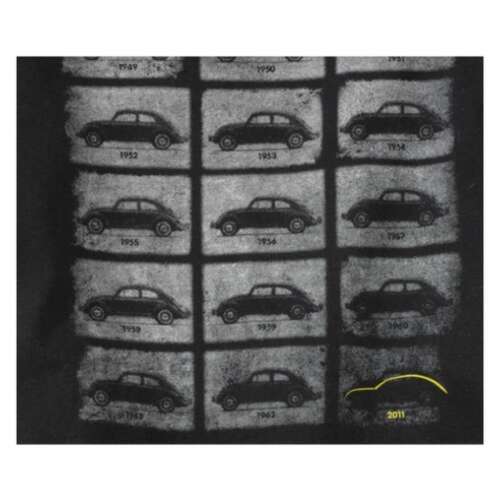 Volkswagen Beetle Evolution férfi póló, fekete, elülső nézet, a Beetle evolúcióját mutatja - Férfi póló