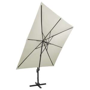 Beżowy parasol tarasowy z LED, 300 cm - Osłona przeciwsłoneczna