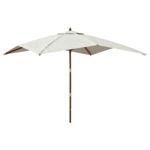 vidaXL Parasol ogrodowy w kolorze piaskowym z drewnianym drążkiem, 300x300x273 cm - Osłona przeciwsłoneczna
