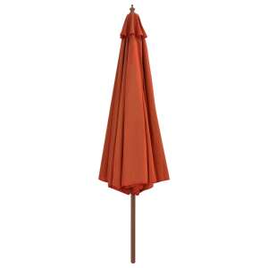 Umbrelă de terasă vidaXL teracota cu stâlp din lemn, 350 cm - Umbrele de plajă
