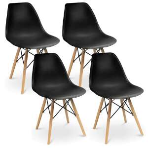Set 4 scaune dining Eva pentru bucatarie, 46x52x81cm, negru 63585615 Mobilier de bucătărie