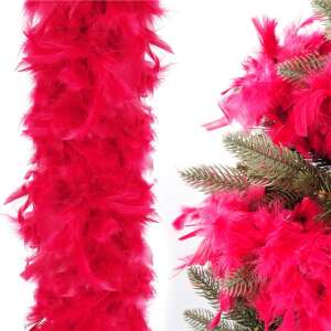 Ornamental Garland or Christmas Tree Decoration, Feather Pattern and Plume, Intense Red, 180cm 63586680 - String Light