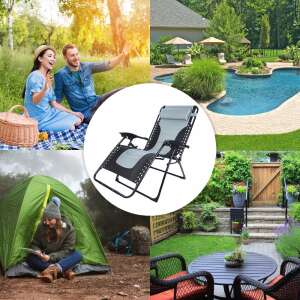 Koláž ležadla Siesta v rôznych prostrediach: piknik, bazén, kemping, terasa - Sersimo