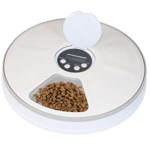 Dispozitiv automat de hrănire pentru animale de companie cu 6 compartimente, cronometru digital și alertă sonoră, alb - Sersimo