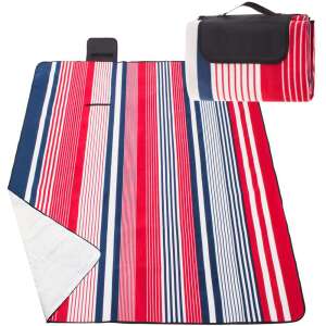 Patura pentru picnic sau plaja, cu folie izolatoare si maner, 160x200cm, albastru rosu 63600609 Saltele de plaja, fotolii de plaja
