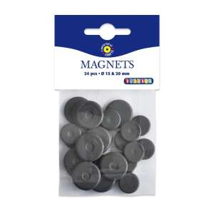 Playbox Magnets, 24 pieces, 15mm and 20mm diameter, round, black, craft supplies - Playbox