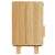 Oldalnézet egy természetes színű, rattan fiókos előlappal ellátott fa éjjeliszekrényről