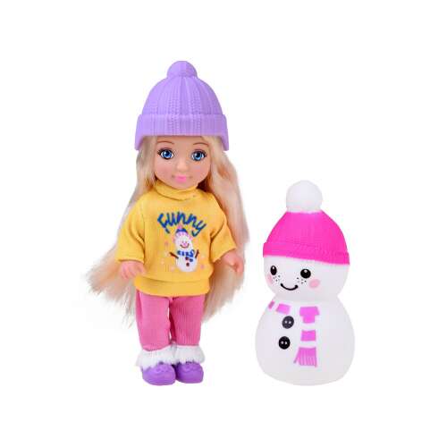 Ankiki Doll hosszú szőkehajú baba hóemberrel 13 cm