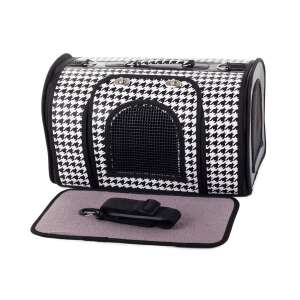 Black and white houndstooth pet carrier bag for small dogs and cats, 49cm - Pet Carrier, Car Travel Box