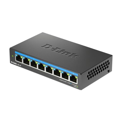 D-Link DMS-108 8-Port 2.5G Ethernet Unmanaged Switch Widok pod kątem
