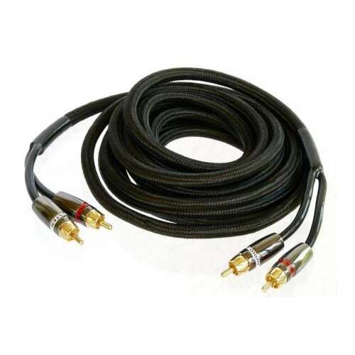 Gladen Audio 5,0 m High End RCA kábel, fekete fonott, autóhifihoz