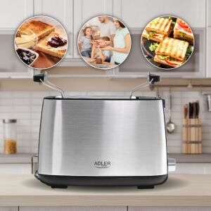 Adler AD 3214 Toaster in kitchen setting with toast examples - Adler