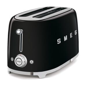 Smeg TSF02BLEU 4-slice black toaster angled view - Smeg