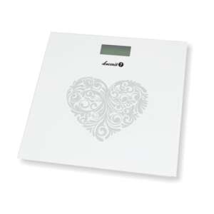 Łucznik BS-973 W1 digitale Badezimmerwaage mit Herzdesign, weiß - Test-Analysegerät