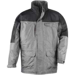 Jachetă de lucru RIPSTOP gri/negru, mărime L, impermeabilă, rezistentă la vânt, respirabilă, caldă, cu căptușeală detașabilă din fleece - Palton de lucru