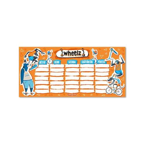 Ars Una Wheelz orar de o singură pagină, cu două fețe, cu ilustrații cu animale