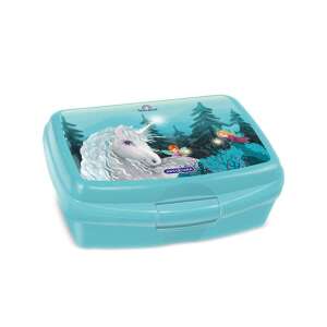 Ars Una Stardust Einhorn Lunchbox, blaue Plastik-Lunchbox mit Einhorn- und Feendesign - Füttern