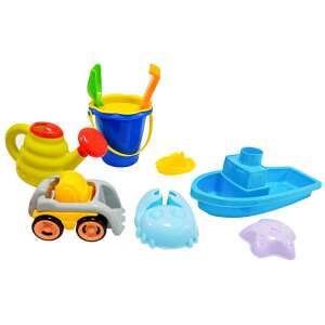 9-teiliges Sandkastenspielzeug-Set mit Eimer, Gießkanne, Boot, Auto und Formen - Strandspielzeug