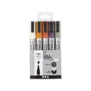 Satz mit 5 Kreidemarkern, nicht permanent, wasserbasiert, verschiedene Farben, von JOA - Kreiden