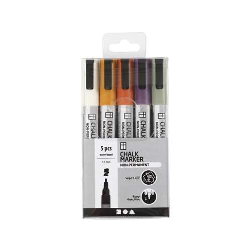 Satz mit 5 Kreidemarkern, nicht permanent, wasserbasiert, verschiedene Farben, von JOA