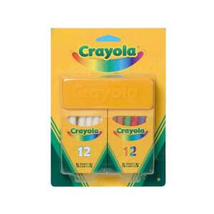 Zestaw kredy bezpyłowej Crayola, 24 sztuki, 12 białych i 12 kolorowych kredek, w zestawie gąbka do tablicy - Crayola