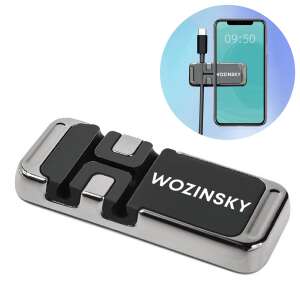 Wozinsky magnetischer Telefonhalter mit Kabelorganizer, schwarz - Wozinsky