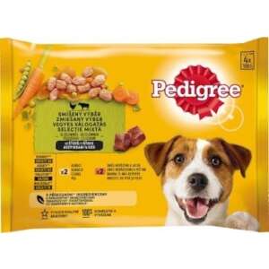 Pedigree Plicule cu hrană umedă pentru câini adulți, arome de pui cu legume și vită cu legume, pachet de 4, 100g fiecare - Hrane pentru câini