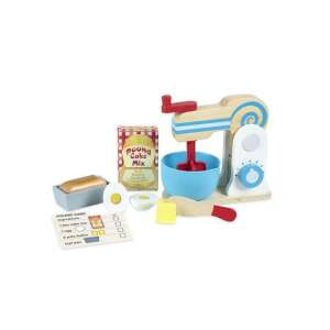 Melissa & Doug Fa Tortakészítő Szett, képzeletbeli játék konyhai eszköz gyerekeknek, tartalmaz mixert, tálat, hozzávalókat és sütőformát - Melissa & Doug