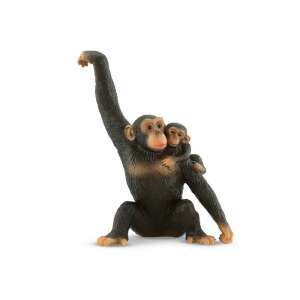 Bullyland 63594 Female Chimpanzee with Baby, realistic animal figurine, hand-painted, PVC-free, 11 cm - Bullyland Figure