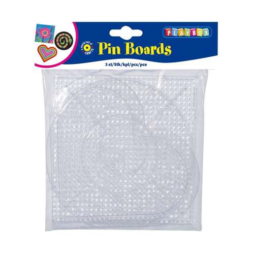 Playbox Pin Boards, 3er Pack, transparent, für Perlen zum Schmelzen, Steckbretter