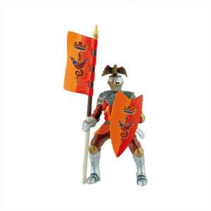 Bullyland 80782 Red Knight figure, a detailed and hand-painted toy figure of a knight with a shield and a flag - Bullyland