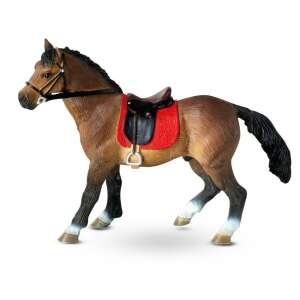 Bullyland Hannoverian Stallion 62682 toy figure, brown horse with saddle and bridle - Bullyland
