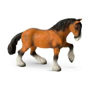 Bullyland Shire Horse Figurine, 62666, brown with black mane and tail, white socks, 3/4 view - Figure