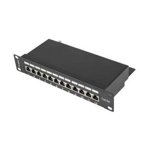 Lanberg PPF5-9012-B 10"/1U 12-port Cat5e FTP shielded black patch panel - Computers and Accessory