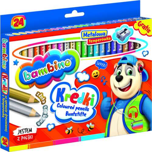 Bambino Metal Pencils Set of 24 coloured pencils with sharpener, Multicoloured