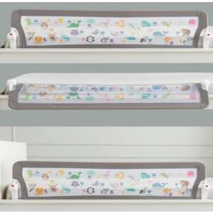 Grey baby bed rail barrier with animal and alphabet print, 90cm, GUIMO - Kik
