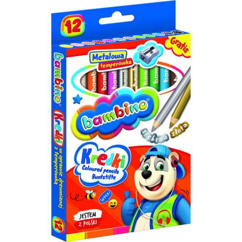 Bambino Kredki 12 colored pencils with metal sharpener, packaging