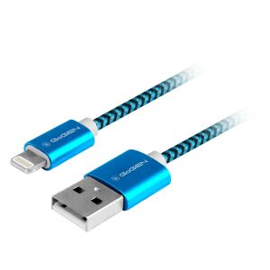GoGEN Lightning USB kábel, 1m, kék textil borítás iPhone, iPad és iPod készülékekhez - Gogen