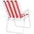 A Sersimo GC052 összecsukható szék hátsó nézete, piros-fehér csíkos, karfákkal