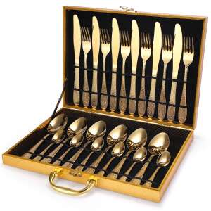 TRENDY'S 24-piece gold stainless steel cutlery set in a carrying case - Cutlery