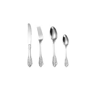 TRENDY S retro cutlery set, 4 pieces, chrome, on white background - Cutlery Set