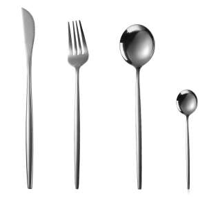 Set of 4 stainless steel cutlery: knife, fork, soup spoon, teaspoon - Cutlery Set
