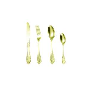 TRENDY S retro gold cutlery set of 4 pieces: knife, fork, spoon, teaspoon - Cutlery Set