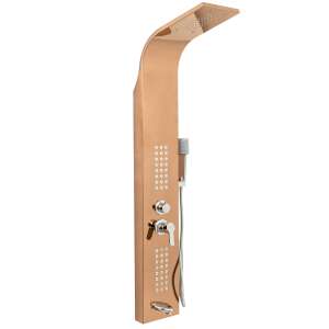 TRENDY S Rose Gold Shower Panel with 4 functions, including overhead shower, body jets, hand shower, and bathtub spout - Shower set