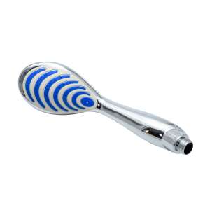 Chrome shower head with blue and white design - Shower head