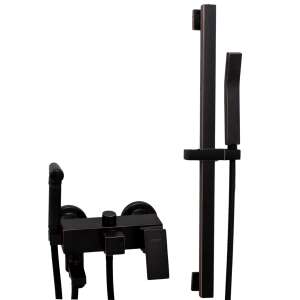 TRENDY'S Wall Mounted Bath Faucet with Shower Set, Antique Black - Shower set