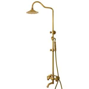 Antique bronze shower column with overhead shower, hand shower, and diverter valve - Shower set