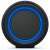 Sony SRS-XG300 portable wireless speaker in black, close-up view of the speaker with blue light
